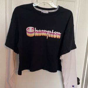 Black Cropped Champion top
